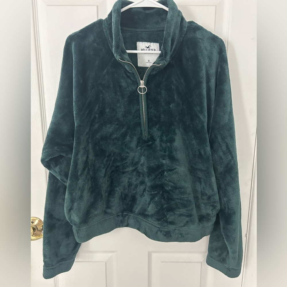Hollister Half-Zip Forest Green Fleece (Size: Medium)